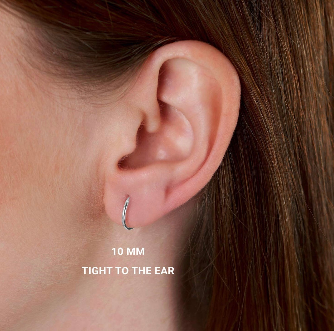 Thin Hoop Earrings - Very Thin Minimal Endless Hoops